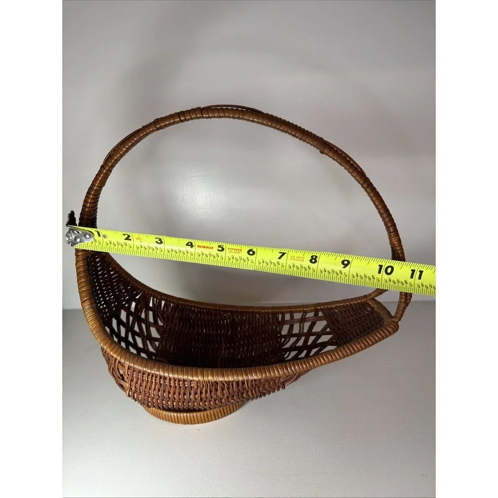 Vintage Basket Hand Crafted Woven Natural Rattan Gondola Boat Shaped